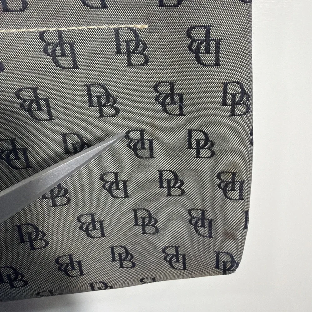 Dooney Bourke Gray Bag With Navy Blue Logos  Zipper Signature Hobo‎  Handbag